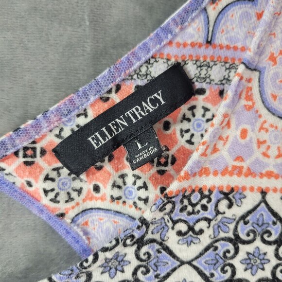 Ellen Tracy Womens Sleepwear Tank Top L Multicolor Geometric‎ Lounge Pajama - Picture 2 of 9